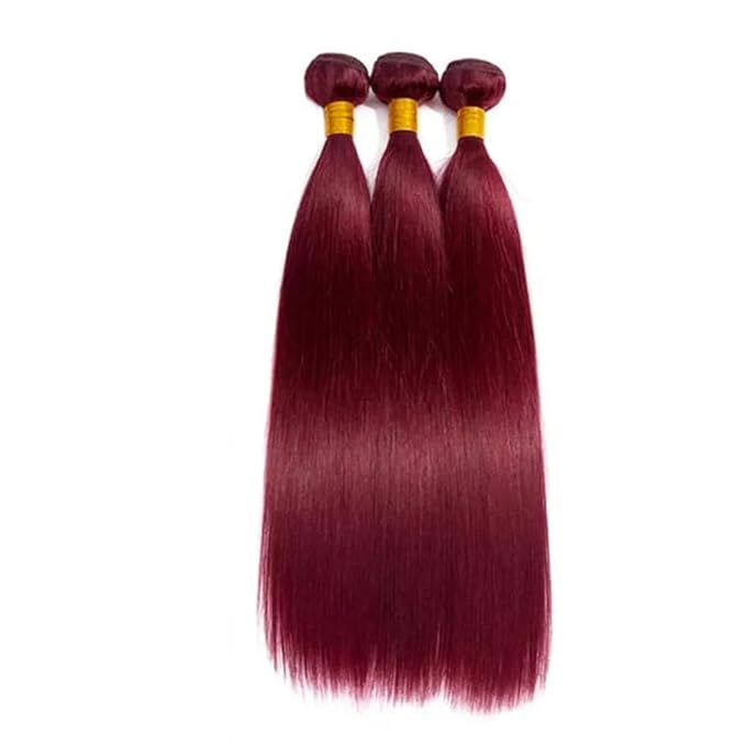 Dark Burgundy Bundles 99J Straight Human Hair 3 Bundles 14 16 18 Inch 150g Brazilian Unprocessed Virgin Remy Burgundy Bundle Hair Extensions