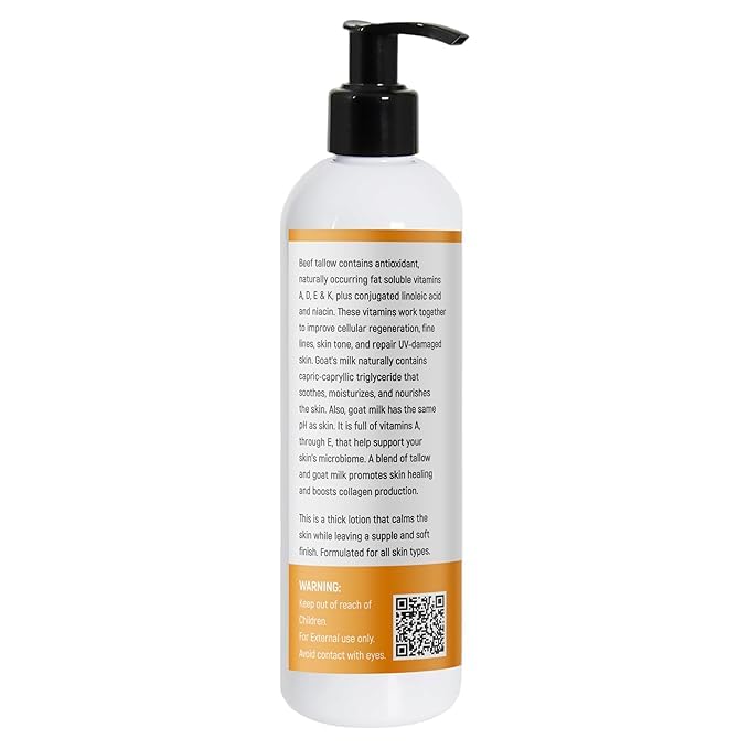 Tallow & Goat Milk Body Lotion for Sensitive Skin, Organic moisturizing Lotion - Soothes Dry skin, Goat Milk face and body Moisturizer - Handmade Tallow for skin cream (12 OZ, Christmas Wish)