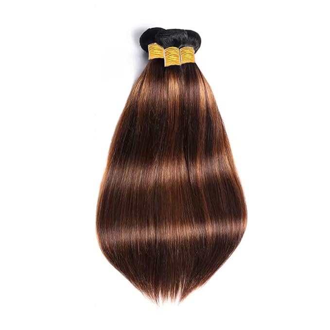 Freiuoke Color 30 Bundles Human Hair Brown Straight Bundle 34 34 34 Inch Brazilian Virgin Hair 3 Bundles P4/30 Straight Bundle Hair Weave