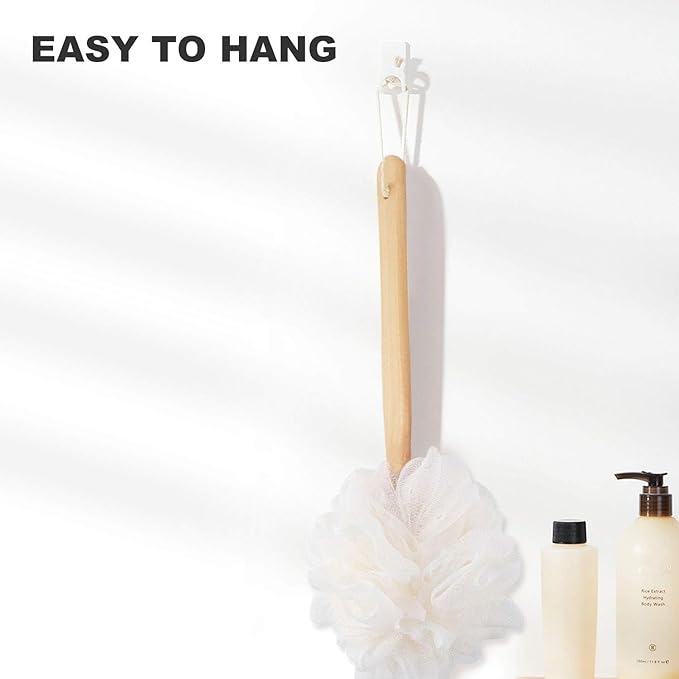 Bath Brush Long Handle for Shower, Loofah on a Stick, Soft Mesh Loofah for Skin Exfoliating, Shower Brush for Men and Women