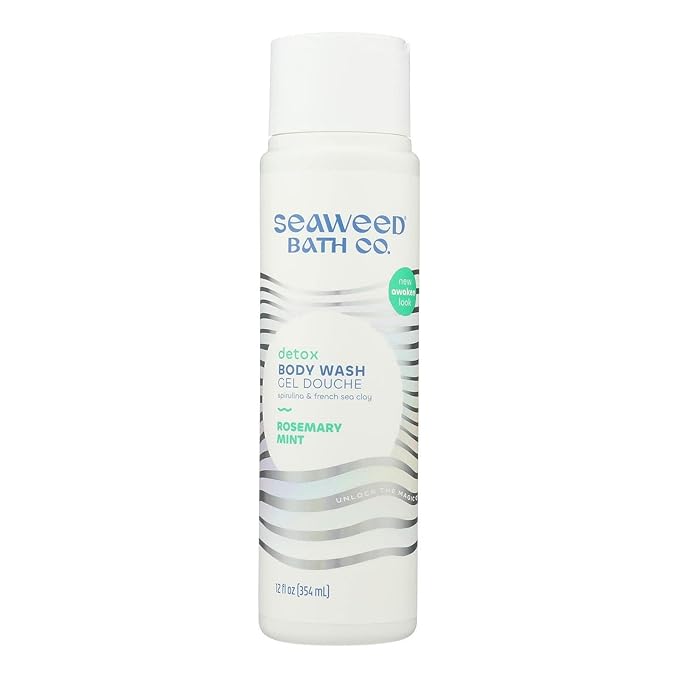 Seaweed Bath Co. Detox Body Wash, Rosemary Mint Scent, 12 Ounce, Shower Gel for Men & Women, Vegan, Paraben Free, Sulfate Free, Cruelty Free