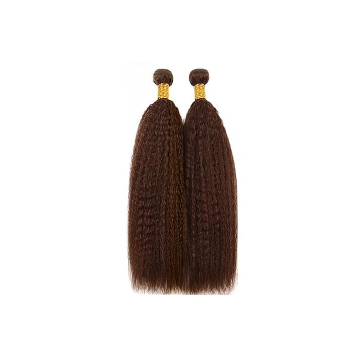 32 32 inch Chocolate Brown Yaki Bundles Human Hair #4 Kinky Straight Bundles Brown Kinky Straight Human Hair Bundle