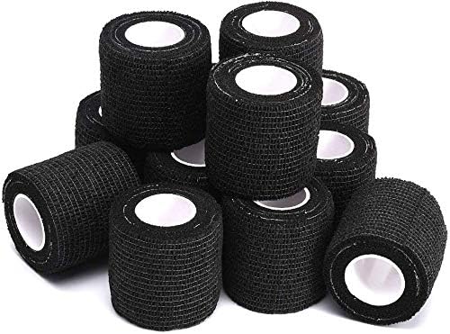 Sensi Wrap Grip Cover Sports Self Bandage Rolls 2-inch x 5-Yards 24pcs (Black)