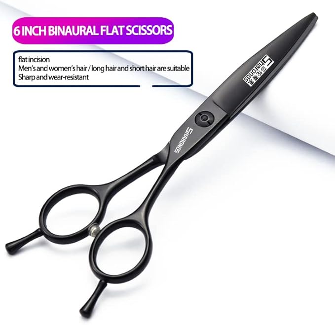 6/6.5/7 Inch Black Hairdressing Scissors Salon Hairdressing Tool 440c High Hardness Stainless Steel Haircut Hair Thinning Hairdressing Scissors (6 Inches, 3 Pieces)