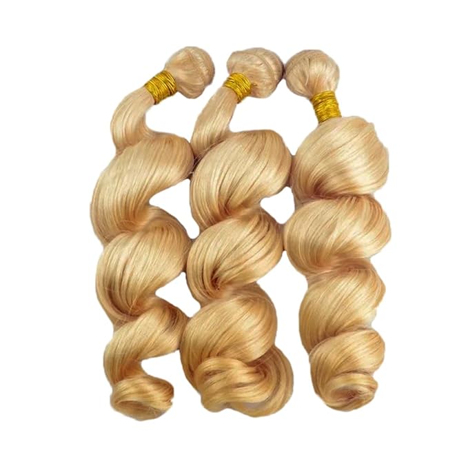 24 26 28 Inch Color 27 Bundles Honey Blonde Loose Wave Bundle Human Hair 3 Bundles Unprocessed Virgin Hair Blonde Bundle Hair Weave