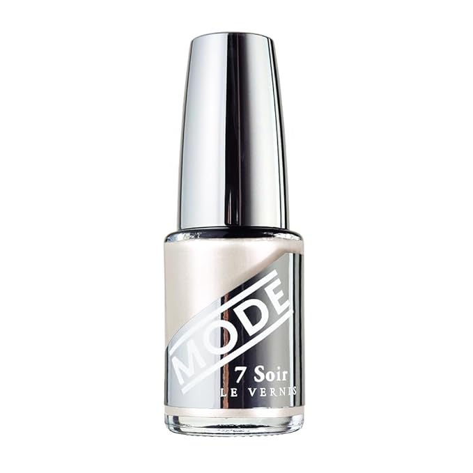 MODE Pearl Nail Polish Frosty White Pearlescence, Long Lasting Frosted Pearly Nail Lacquer, Chip Resistant Strengthening Protection, Pro Wide Contour Brush, Vegan, NY Made, 7 Soir Le Vernis, Pearlina