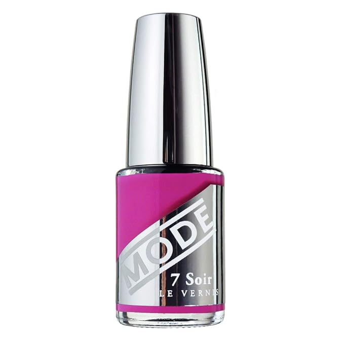 MODE Berry Pink Magenta Nail Polish Color, Long Lasting Nail Lacquer, Chip Resistant Strengthening Protection, Pro Wide Contour Brush, Made in NY USA, Vegan, 7 Soir Le Vernis, Cafe Society