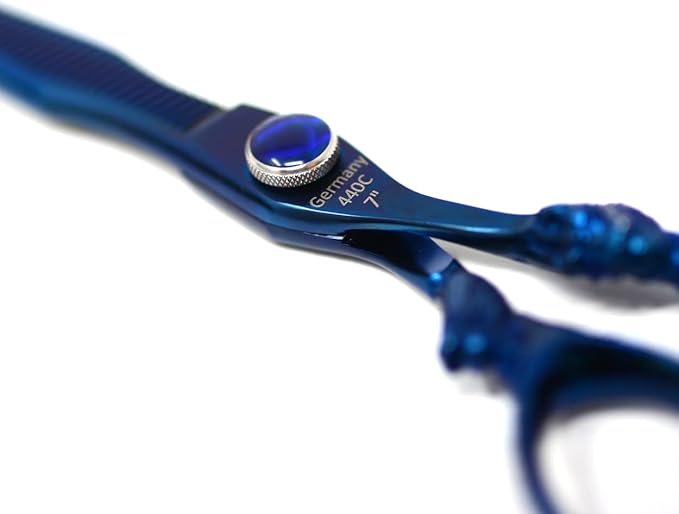 PRO Blue Dragon Hair Cutting Sharp Barber Thinning Shears 7" Light weight German Made Premium Steel With Finger Rest