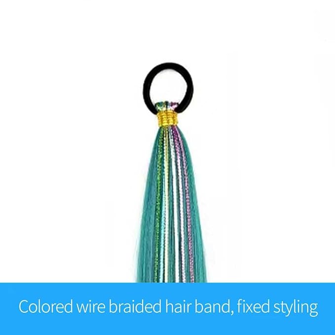2 Pack Braid Ponytail Extensions, 26 Inch Braided Ponytail Wig with Elastic Tie for Girls (Green/Purple/Blue#, 26 Inch (Pack of 2))