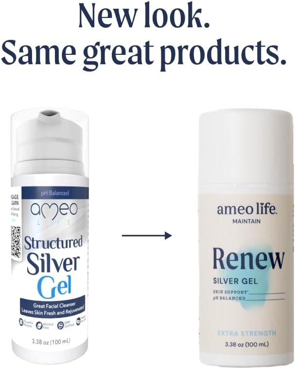 Ameo Life Extra Strength Colloidal Silver Gel 35 ppm - pH Balanced, Structured Silver Gel for Healthy Skin, Minor Cuts, Scrapes & Burns - Natural Skin Care for Rejuvenation (100ml)