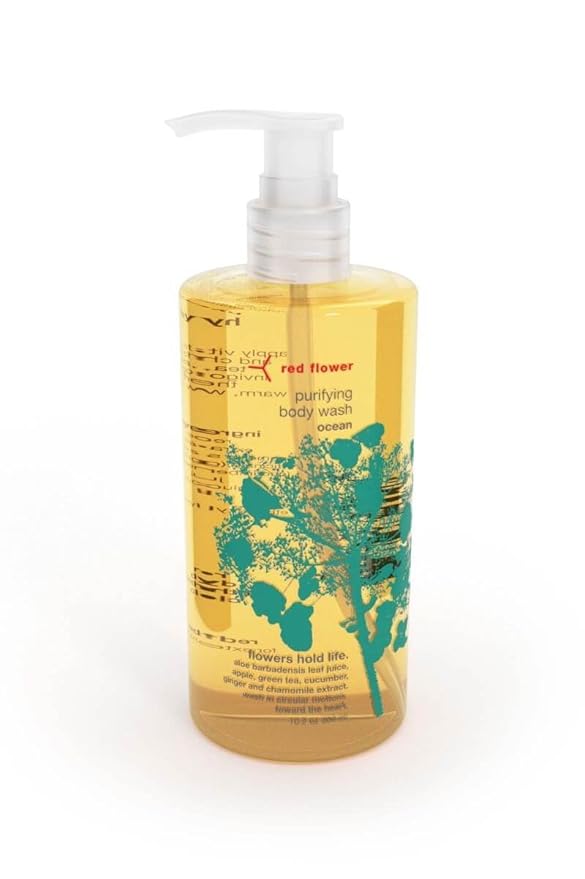 Red Flower Ocean Purifying Body Wash – Cleanse & Hytdrate Botanical Shower Gel with Organic Fruit & Leaf Extracts for Hydrated, Radiant Skin (10 oz)
