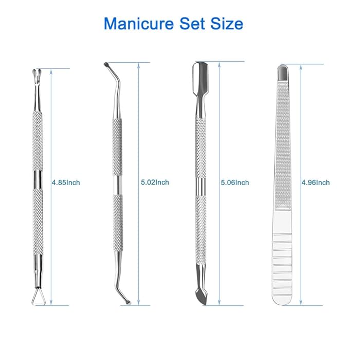 Professional Cuticle Nippers Set, Stainless Steel Manicure Kit - Cuticle Nipper, Cuticle Pusher & Cutter, Triangle Nail Polish Remove Tool & Cuticle Trimmer, Nail File, Nail Lifter, Home & Salon