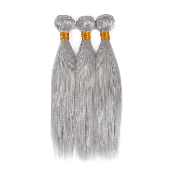 Gray Bundles Human Hair Silver Straight Bundle Brazilian Unprocessed Virgin Hair 3 Bundles 26 28 30 Inch Light Grey Bundle
