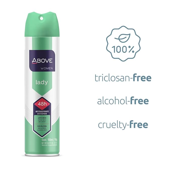 Above 48 Hour Antiperspirant Deodorant Spray for Women - Fresh Scent, Controls Sweat and Body Odor, Leaves No White Marks, Cruelty-Free, Vegan, Dermatologically Tested