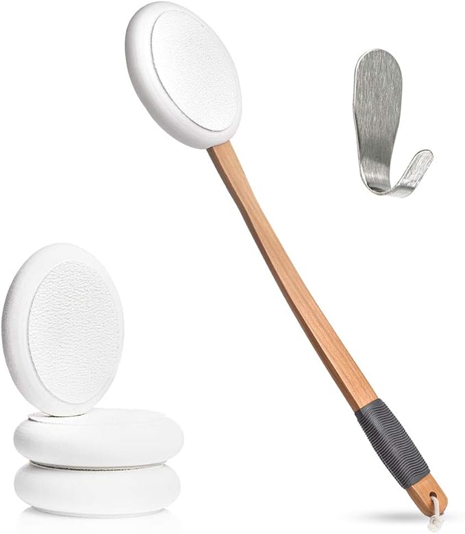 Toem® Lotion Applicator For Back | Easy Reach | Lotion | Cream | Sunscreen | Self Tanner | For All Skin Types | Includes 1 Applicator Handle, 4 Pads & 1 Hook (4 Pads)