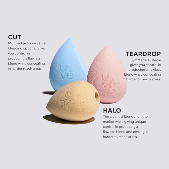 PURE Halo Makeup Blender Sponge, Streak Free Application of Liquid, Powder & Cream Foundation, Professional Complexion Blending Tool, Cruelty Free, Vegan, Latex Free
