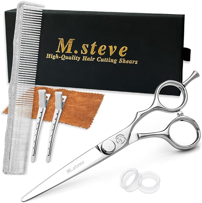 Hair Cutting Shears 6 Inch Professional Barber Scissors with Japanese 440C Stainless Steel and Razor-Sharp Convex Blades Hairdressing Hairstyling Haircutting Scissors for Salon and Home Use