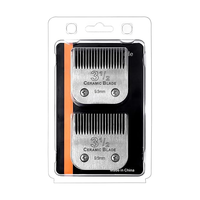 2 Packs Professional Detachable Replacement Ceramic Blades Size 3-1/2,Cut Length 3/8-Inch 9.5mm,compatible with Andis AGC,BDC,BGC,MBG Series/Oster Classic 76/Star-Teq/Power-Teq/A5 Clipper