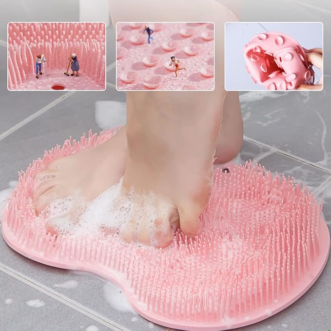 Foot Back Cleaning Pad, 2024 Upgrade Shower Foot Scrubber Mat Slip Suction Cups Foot Scrubber, Shower Foot Scrubber Mat Back Washer for Men and Women (Yellow)