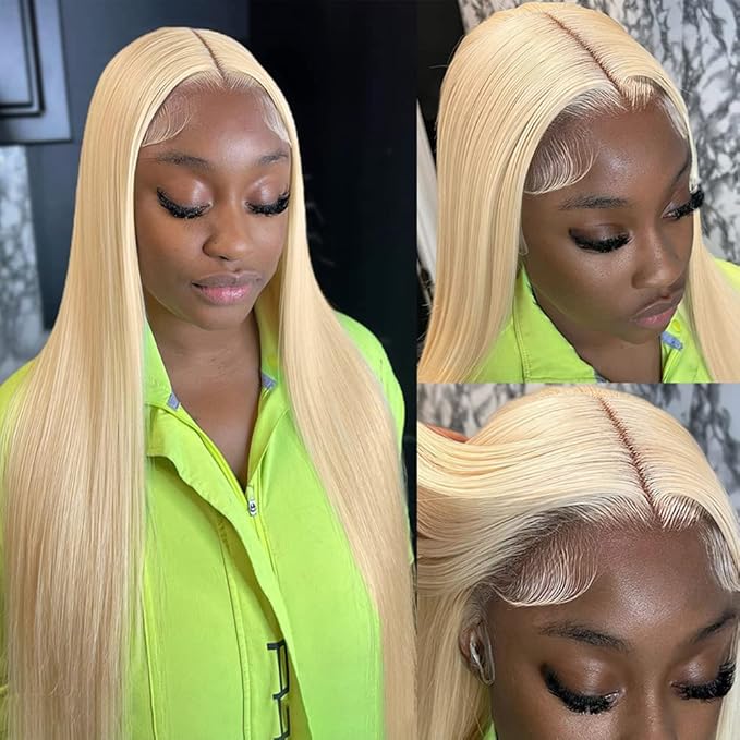 Tuneful 613 13x6 Lace Front Wig Human Hair HD Blonde Lace Front Wigs Human Hair Pre Plucked 24 Inch Straight 13x6 613 HD Lace Frontal Wig Natural Hairline
