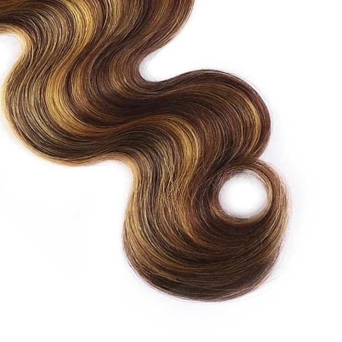 24 26 28 inch WuvuSnm P427 Human Hair Bundles Highlight Body Wave Bundles Dark Brown Human Hair Bundle 150g
