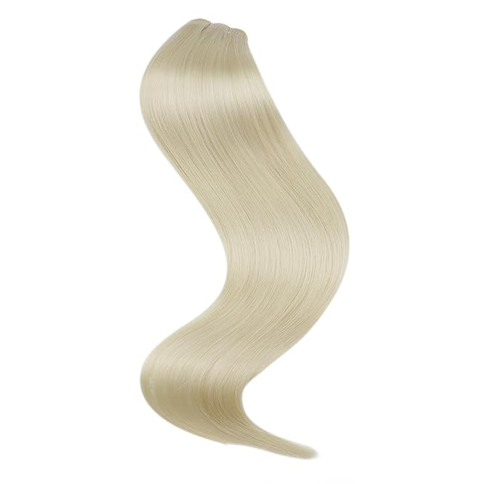 Full Shine Weft Hair Extensions 130G Blonde Sew In Extensions Remy Hair Color #60 Platinum Blonde Human Hair Bundles 22 Inch Sew In Weave Bundles For Women Invisible Hair Weft Sew Ins