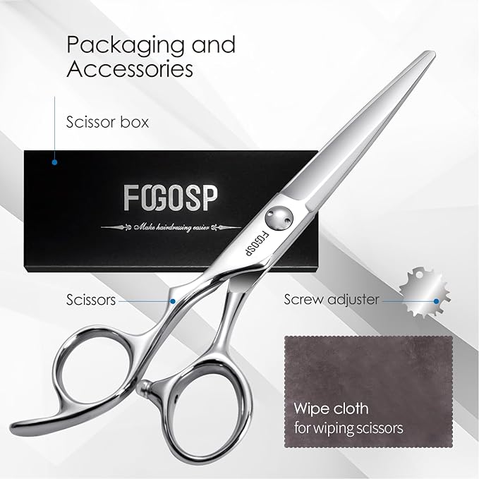 Left Handed Hair Cutting Scissors 6” Professional Barber Scissor Japan VG10 CNC Ultra-Precise Cuts, Razor Sharp Blades Hair Shears for Women & Men