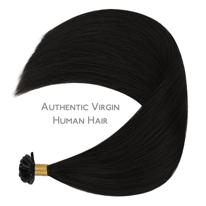 WENNALIFE U Tip Hair Extensions 18 Inch Jet Black Remy Hair, 50g 50s Human Hair Extensions Real Human Invisible Straight K Tip Keratin for Women