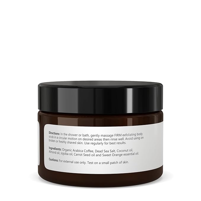 Clearly FIRM, Exfoliating Coffee and Dead Sea Salt Body Scrub | Cellulite and Stretch Mark Treatment | 100% Organic Arabica and Rich Oils Firm, Tone, Exfoliate, Moisturize | Made in USA