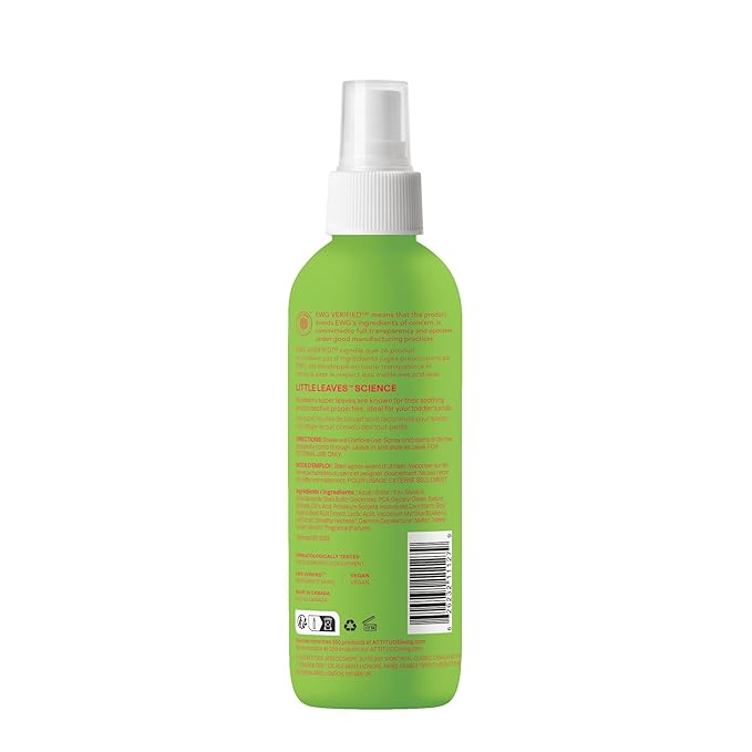 ATTITUDE Rinse-free Hair Detangler Spray for Kids, EWG Verified Leave In Product, Plant- and Mineral-Based Ingredients, Vegan, Watermelon & Coco, 8 Fl Oz (Pack of 6)