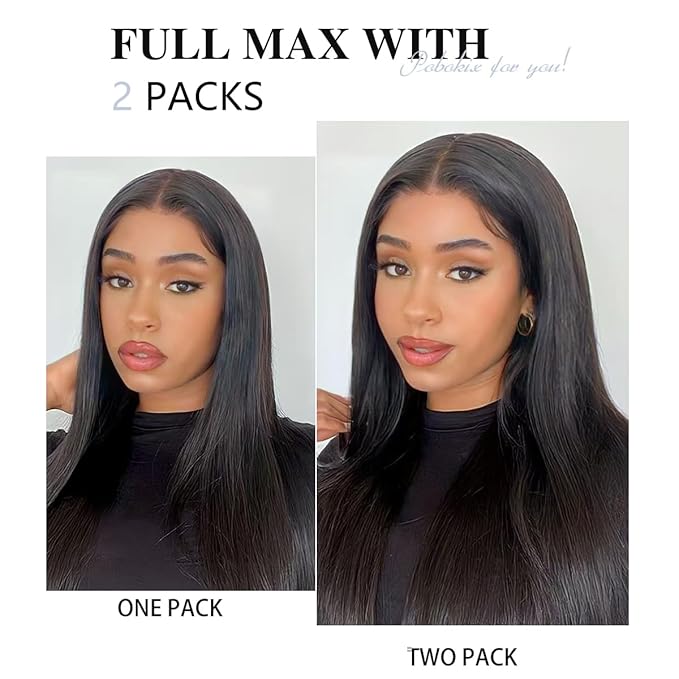 Straight Clip in Hair Extensions Real Human Hair 2 Pack 240g Seamless Clip in Hair Extensions for Women Full Max with 16Pcs PU Skin Weft 18inch Natural Black