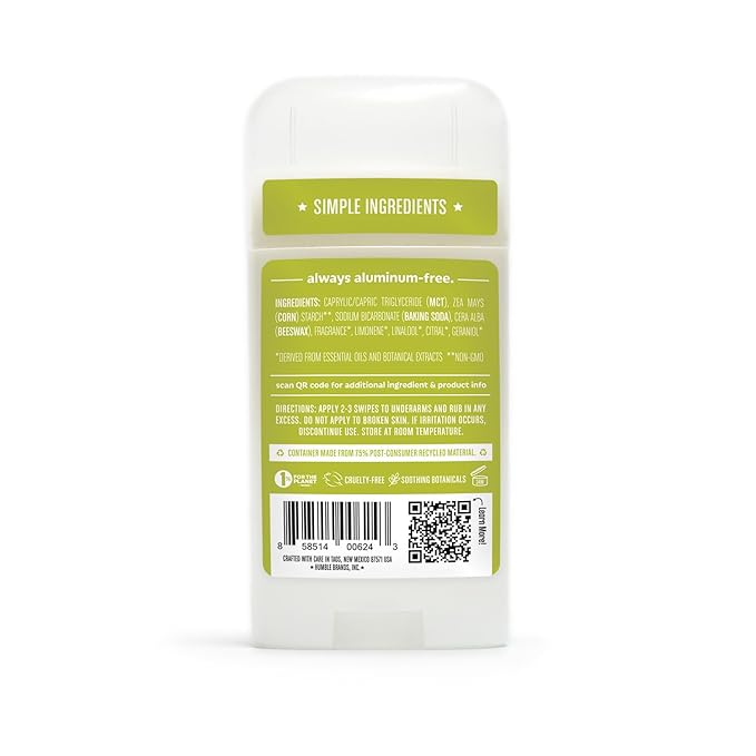 HUMBLE BRANDS Original Formula Aluminum-free Deodorant. Long Lasting Odor Control with Baking Soda and Essential Oils, Bergamot and Ginger, Pack of 3