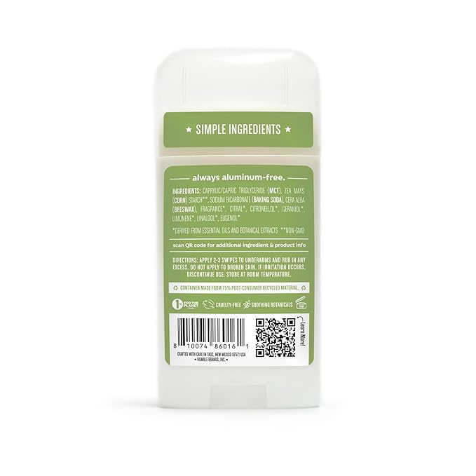 HUMBLE BRANDS Original Formula Aluminum-free Deodorant. Long Lasting Odor Control with Baking Soda and Essential Oils, Lemongrass & Sage, Pack of 1
