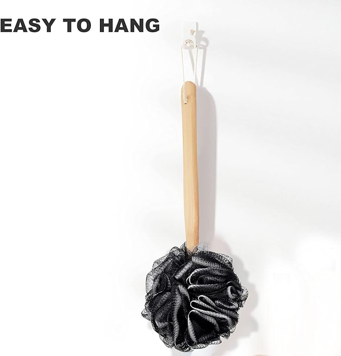 Loofah on a Stick, Loofah with Handle, Back Sponge with Handle, PE Soft Mesh Luffas, Shower Brush for Body, Exfoliating Luffa for Men and Women