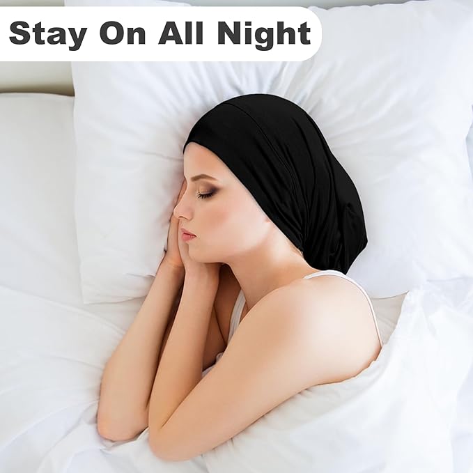 Sleep Cap Bonnet for Sleeping Black Women Men, Adjustable Cooling Lining Bonnets for Curly Hair Wrap Braids Beanie Night Hat
