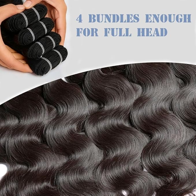 12A Human Hair Bundles Body Wave Bundles Human Hair 4 Bundles 22 24 26 28 Inch 100% Unprocessed Virgin Triple Lifespan Remy Hair Extensions No Shedding