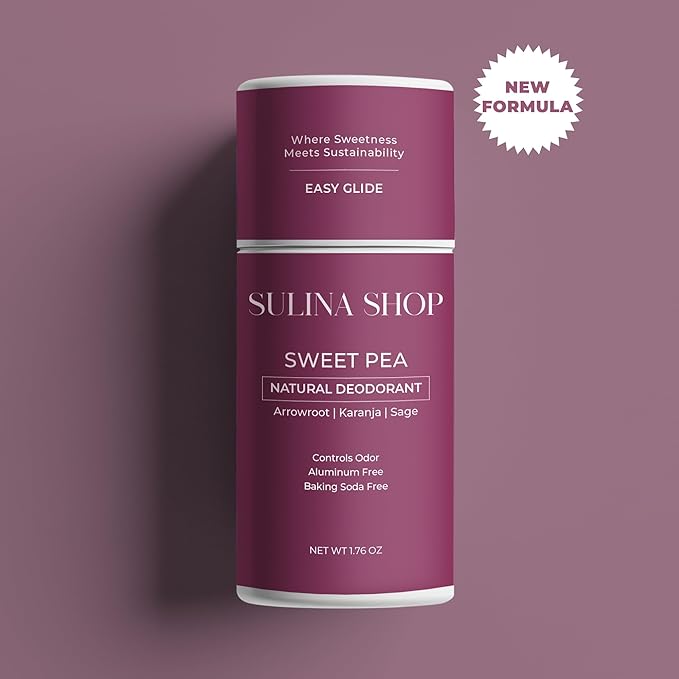 Sweet Pea Natural Deodorant for Women – Plant-Based, Aluminum-Free, Baking Soda-Free, 24-Hour Odor Protection & Moisture Absorbing – All-Body Use