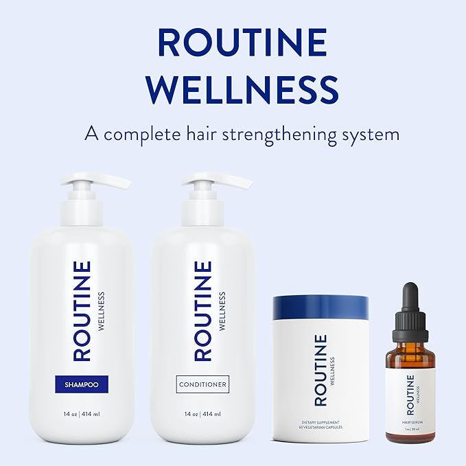 Routine Wellness Hair Growth Supplement - Clinically Tested for Thicker, Fuller Hair - Reduces Wrinkles, Fine Lines - Gluten Free, Ideal for Women & Men with Thinning Hair - 2 Bottles, 60 Day Supply