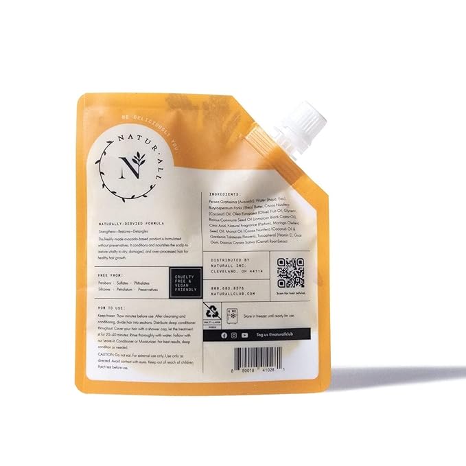 NaturAll 4 Oz. Hair Mask for Damaged Hair and Growth - Ice Cream Treatment Conditioner for All Hair Types (Jamaican Black Castor Oil & Carrot) for Men & Women