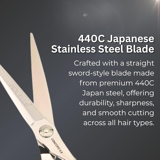 Hair Cutting Scissor – 5.5" 440C Japan Stainless Steel with Sword Blade and Ball Bearing Tension Screw – Grooming Tool for Men and Women