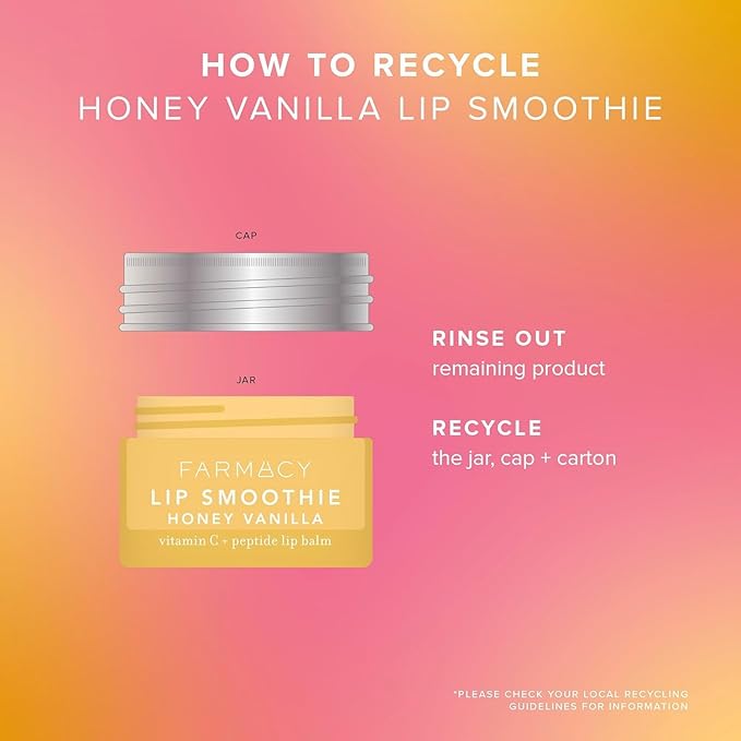Farmacy Peptide Lip Smoothie - Hydrating Lip Balm with Vitamin C to Visibly Plump & Smooth Lines - Nourishing Treatment with a High-Gloss Finish - Honey Vanilla (10g)