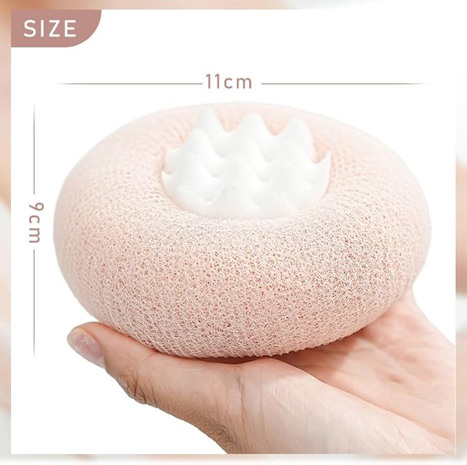 Super Soft Sunflower Suction Cup Bath Ball, 2024 Upgraded 2-in-1 Sunflower Bath Ball Exfoliating Bath Sponge Cleaning Brush, Sponge Mesh Pouf Shower Ball for Women, Men Shower (Apricot+Green)