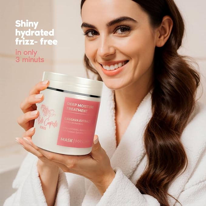 I Belli Capelli Venice Cassava Extract & Argan Oil Hair Mask - Anti-Frizz Keratin Hair Treatment for Dry Damaged Hair - Anti Breakage Hair Products for Women, Moisturizing, Repairing - 2x 17.6oz