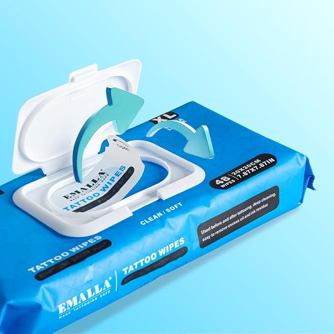 Yuelong Tattoo Wipes for During Tattooing & Aftercare, 60Count All in One Tattoocare Wipes for Tattooing Microblading Piercing Care Tattoo Supplies