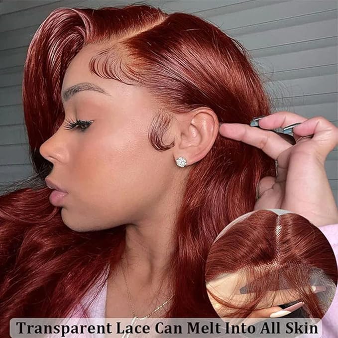 Reddish Brown Human Hair Wig Body Wave 13x6 Lace Front Wigs Human Hair Wigs For Black Women 28 Inch