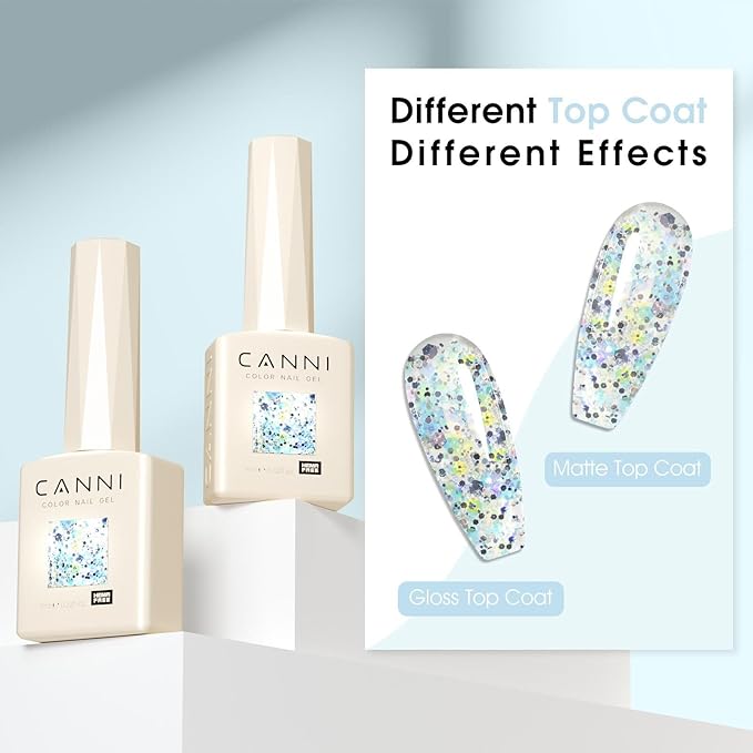 CANNI Glitter Gel Nail Polish 1pcs 9ml Blue Romance Sparkle Soak Off UV LED Nail Gel Dawn Crystal Flash Series Nail Art Manicure Salon DIY