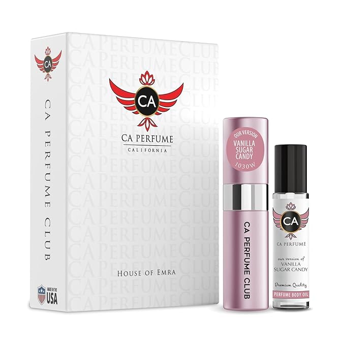 CA Perfume Impression of Vanilla Sugar Candy for Women Eau De Parfum Spray Long Lasting Floral Fruity Gourmand Perfume Layering Set 0.27 Fl Oz + 0.33 Fl Oz