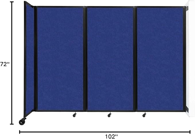 Versare Room Divider 360 Wall-Mounted Folding Partition | Locking Wheels | Temporary Room Separator | 8'6" x 6' Blue SoundSorb Panels