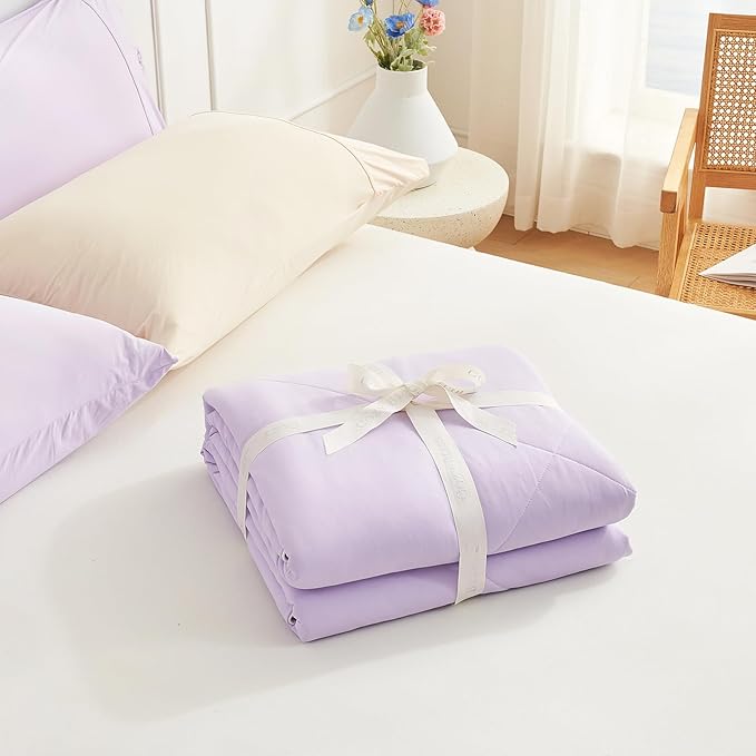 Cozy Bliss Cooling Comforter King Size, Cooling Blankets for Hot Sleepers and Night Sweats, Purple Summer Comforter for King Size Bed, Breathable Soft Lightweight Silk Smooth