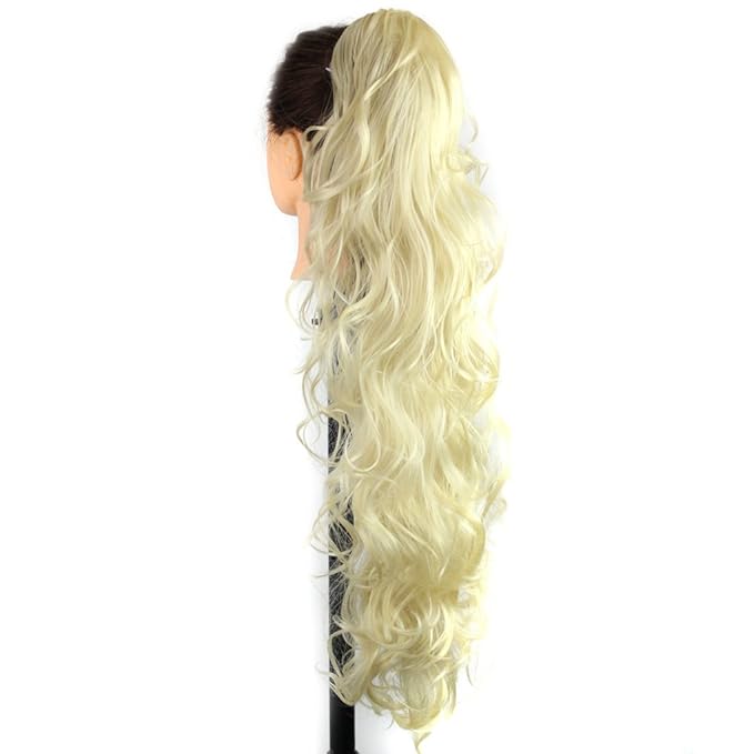 S_SSOY 31"(78cm) Women's Curly Pony Tail Hair Piece Synthetic Claw Clip Ponytail Wavy Long Curled in Hair Extension Extensions Long/Voluminous Wig Hairpieces for Women Girls Lady,613#